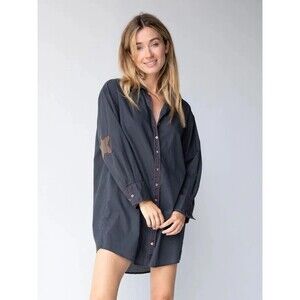 Natural Life Mini Shirt Dress Size M Oversized Stars Western Festival Indie Boho